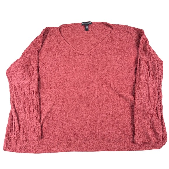 Eileen Fisher Sweaters - Eileen Fisher Organic Linen V-Neck Sweater Terracotta Red Medium F16GLE